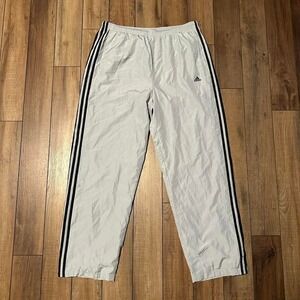 Y2K 2000s adidas baggy grey and black striped track pants size XL